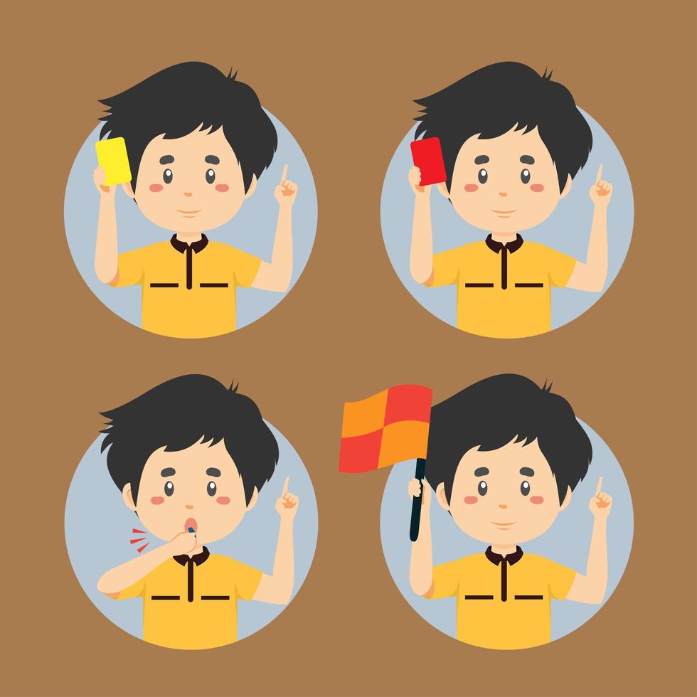 Cartoon Soccer Referee Gesture Collection vector