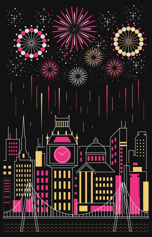 Happy New Year With Firework vector