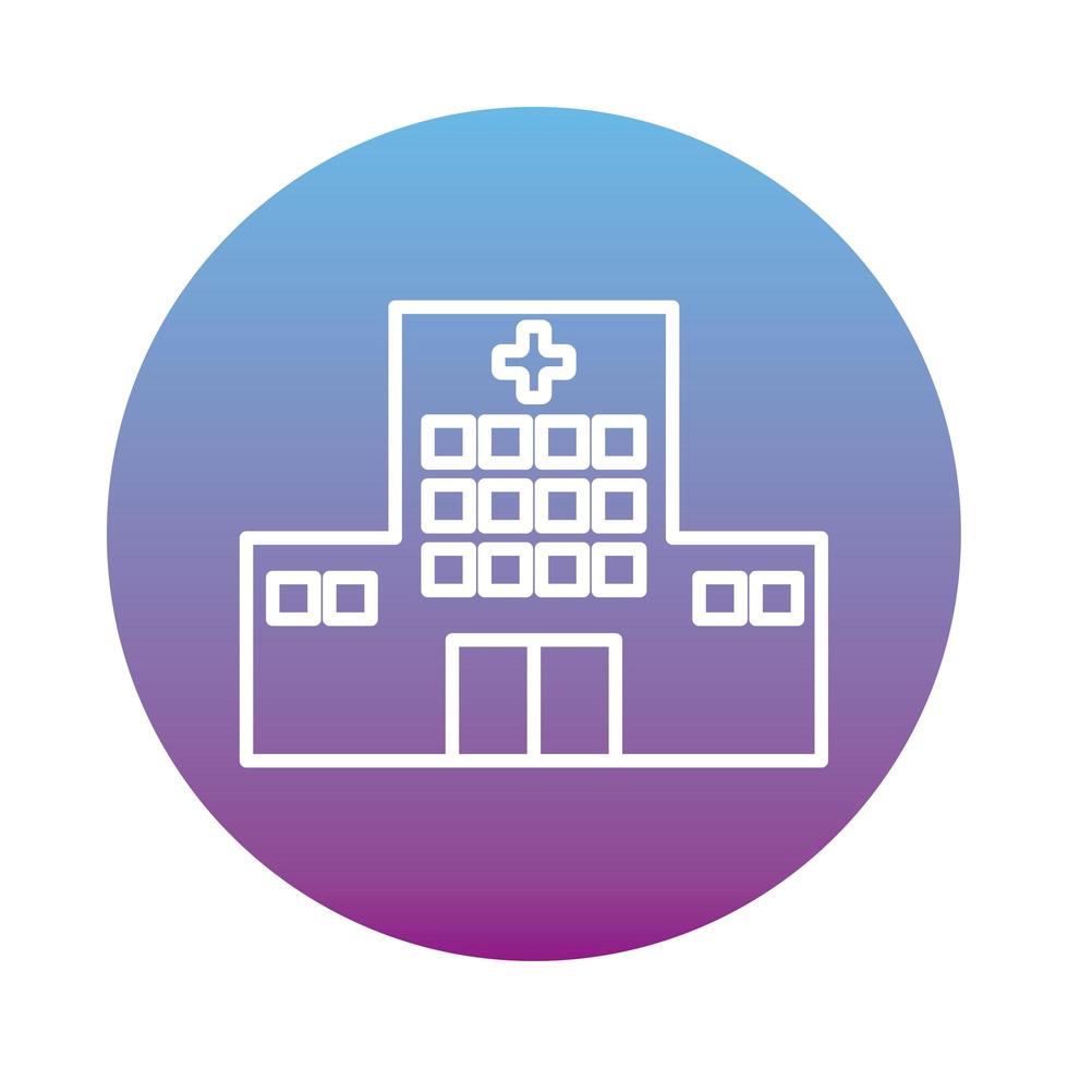 Hospital building block style icon vector