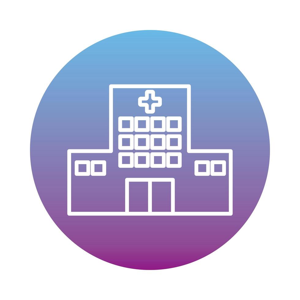 Hospital building block style icon vector