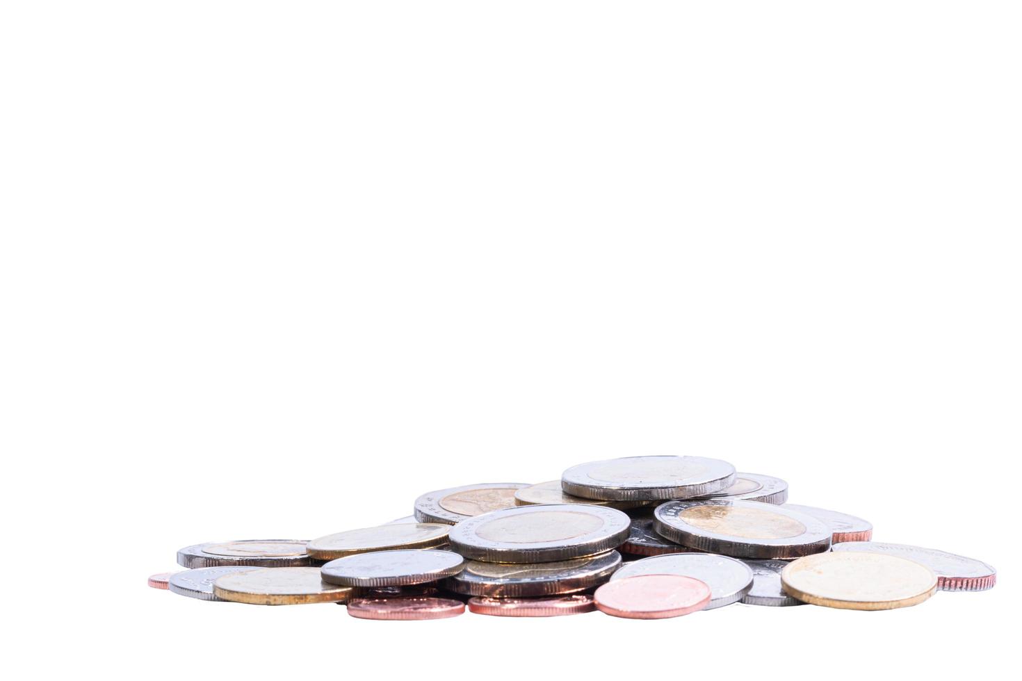 Coins isolated on white background photo