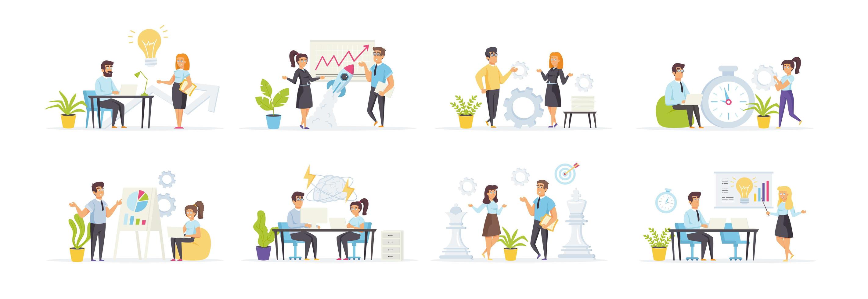 Brainstorming set with people characters vector