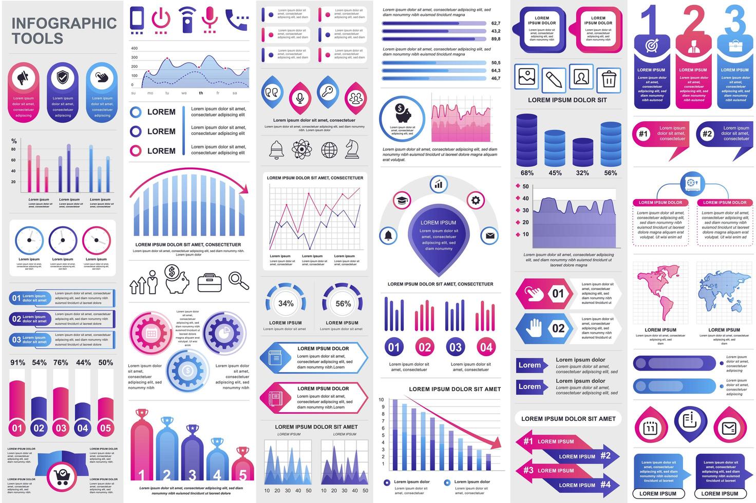 Bundle business infographic elements vector