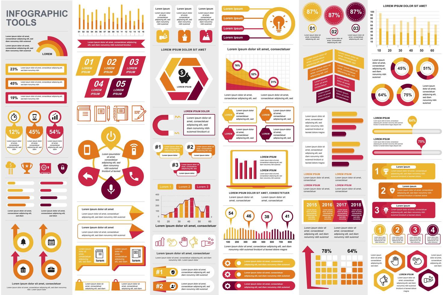 paquete de elementos de infografía empresarial vector