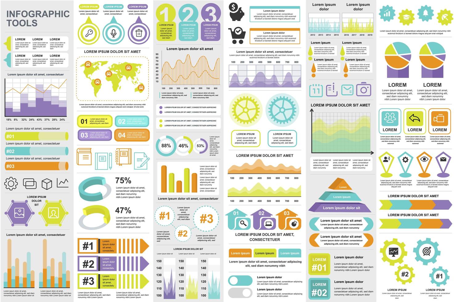 Bundle business infographic elements vector