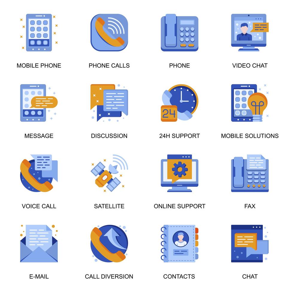 People communication icons set in flat style. vector