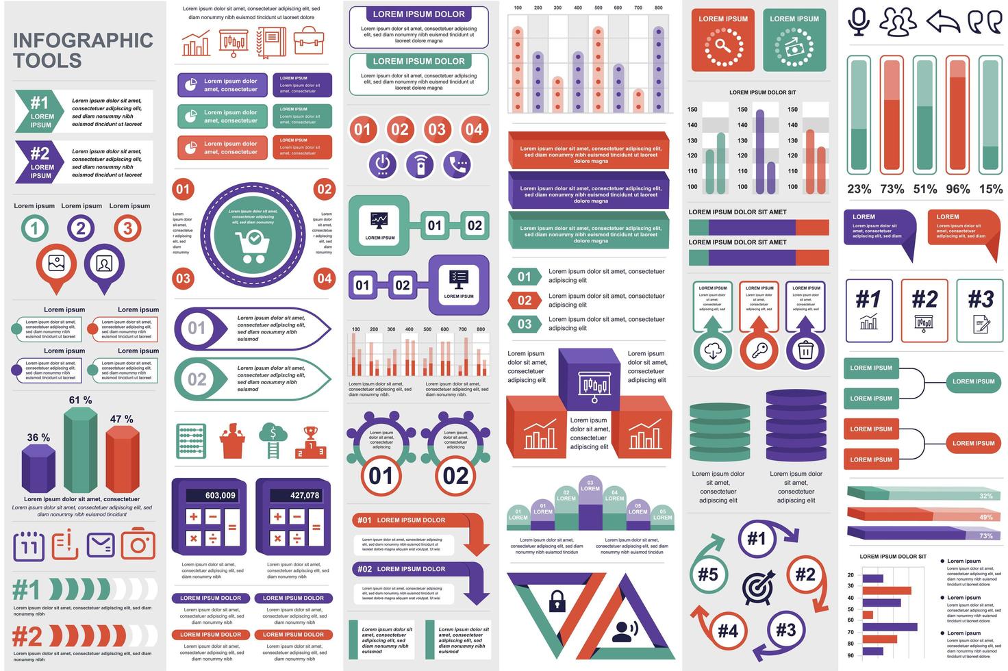 Bundle business infographic elements vector