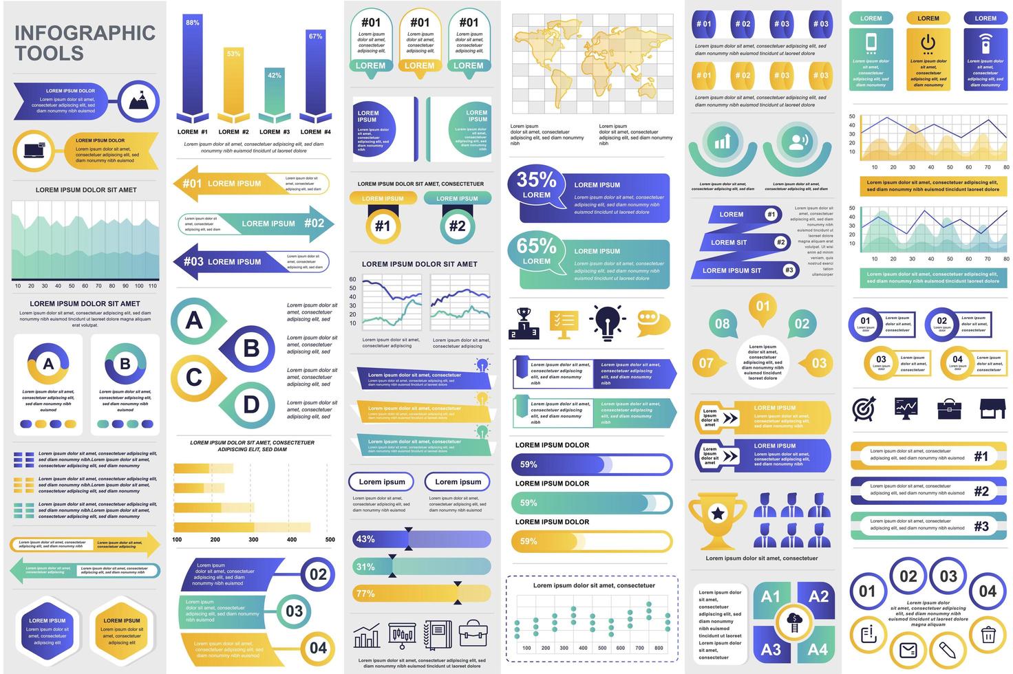 paquete de elementos de infografía empresarial vector