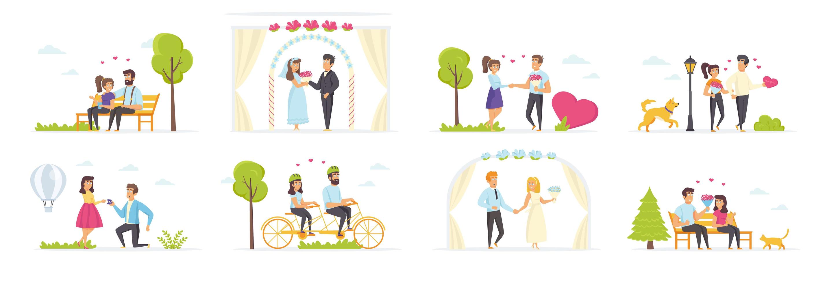 Couple in love set with people characters vector