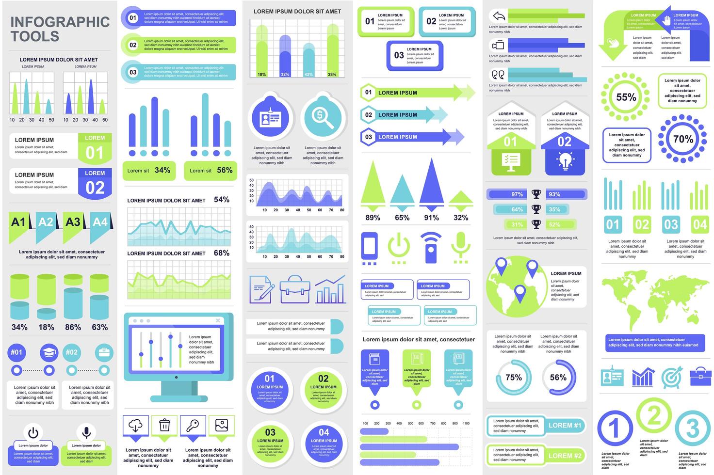 paquete de elementos de infografía empresarial vector