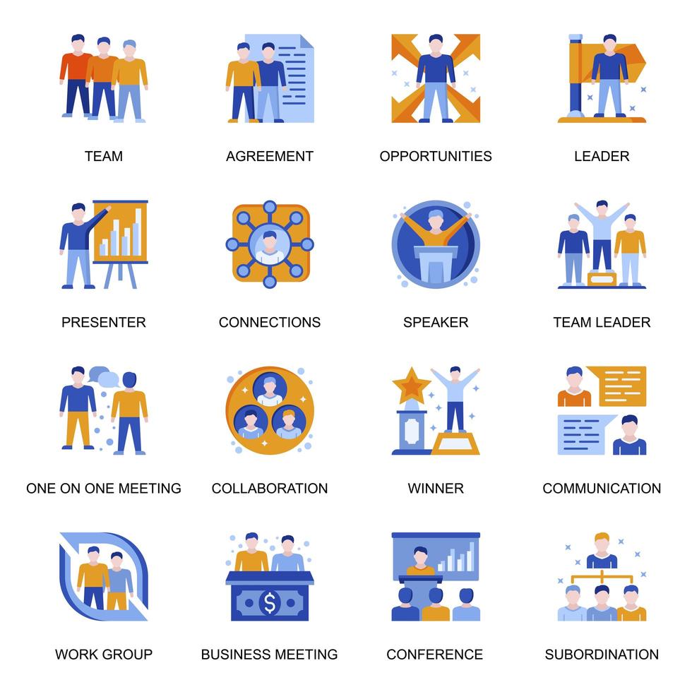 Business people icons set in flat style. vector