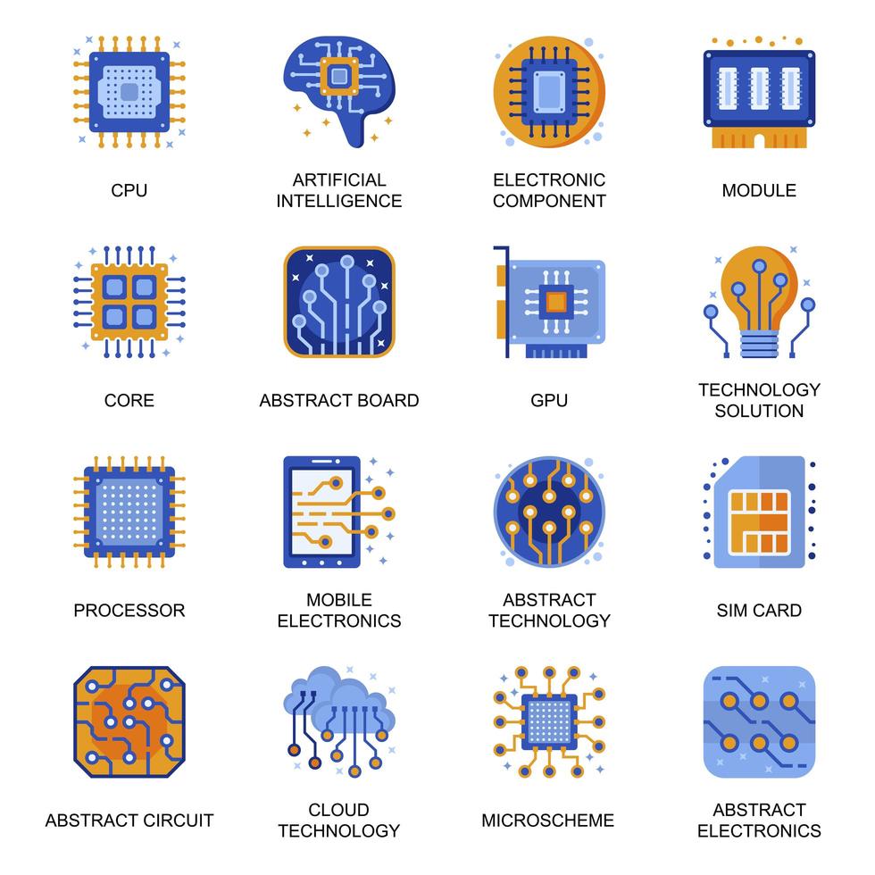 iconos de electrónica en estilo plano. vector