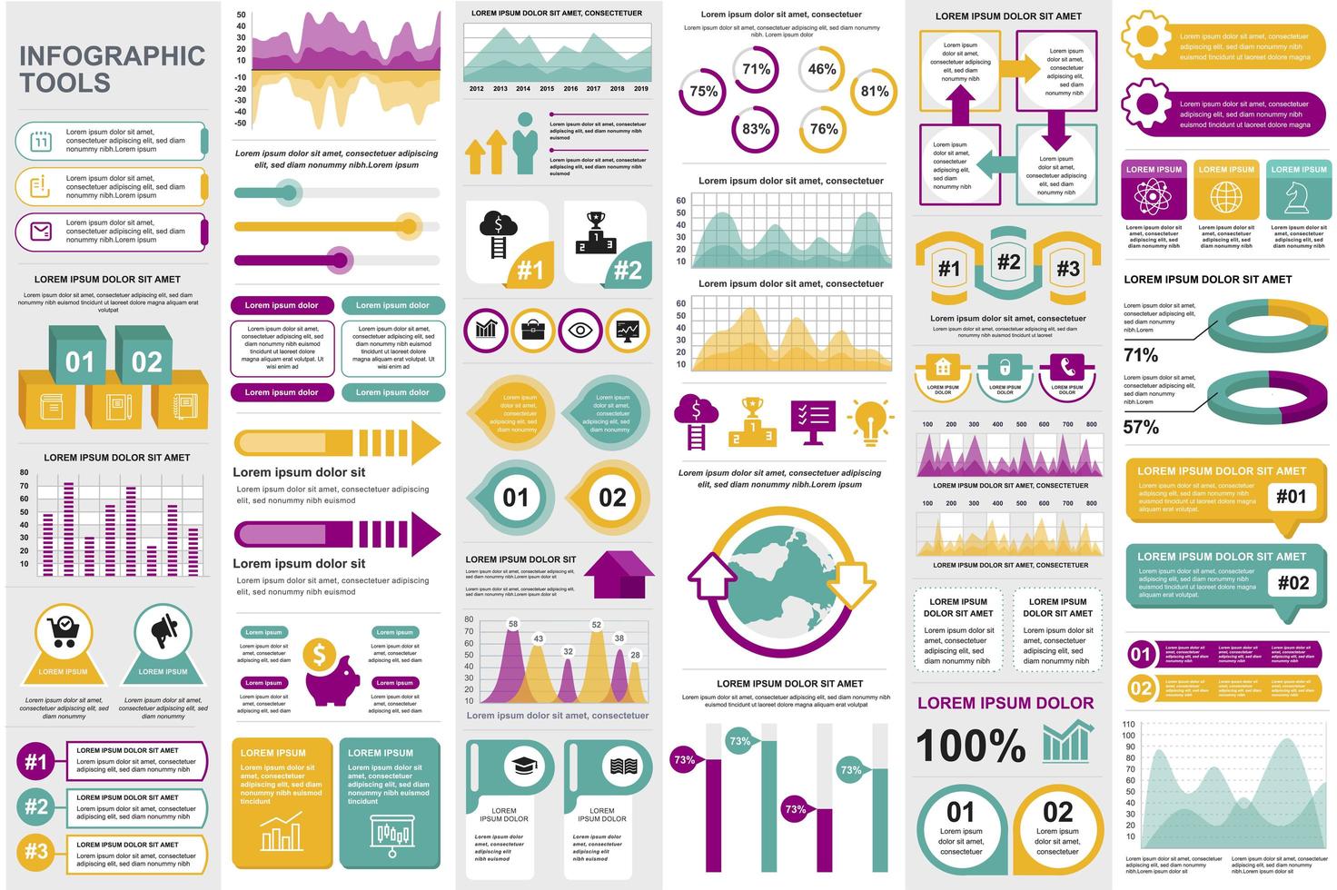 Bundle business infographic elements vector