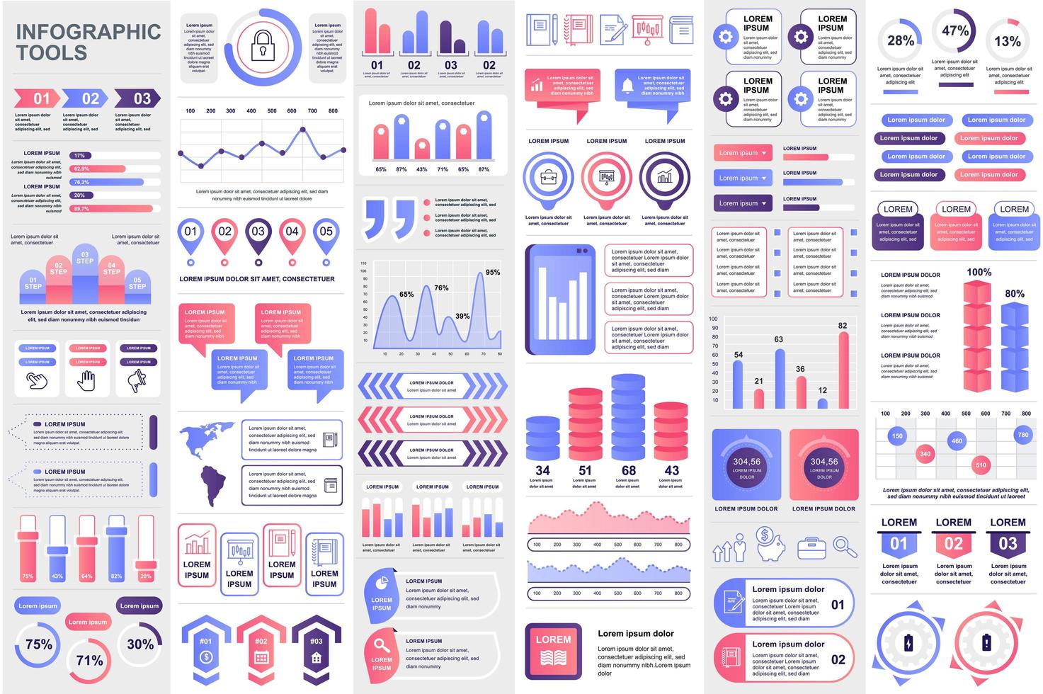 Bundle infographic elements template vector