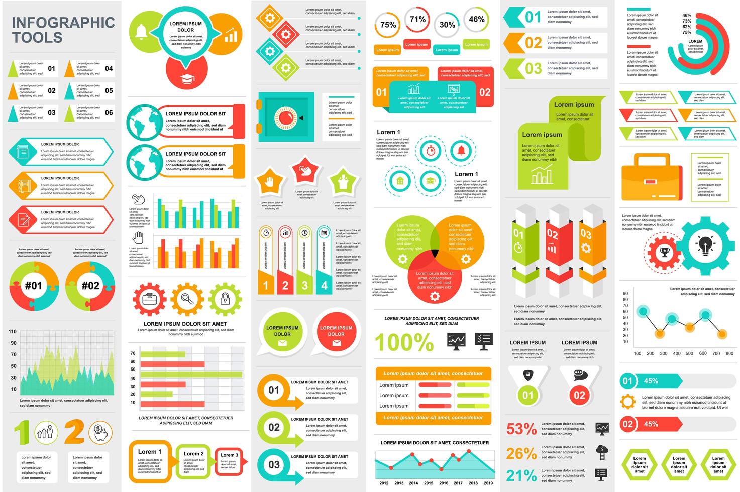 Bundle infographic elements template vector