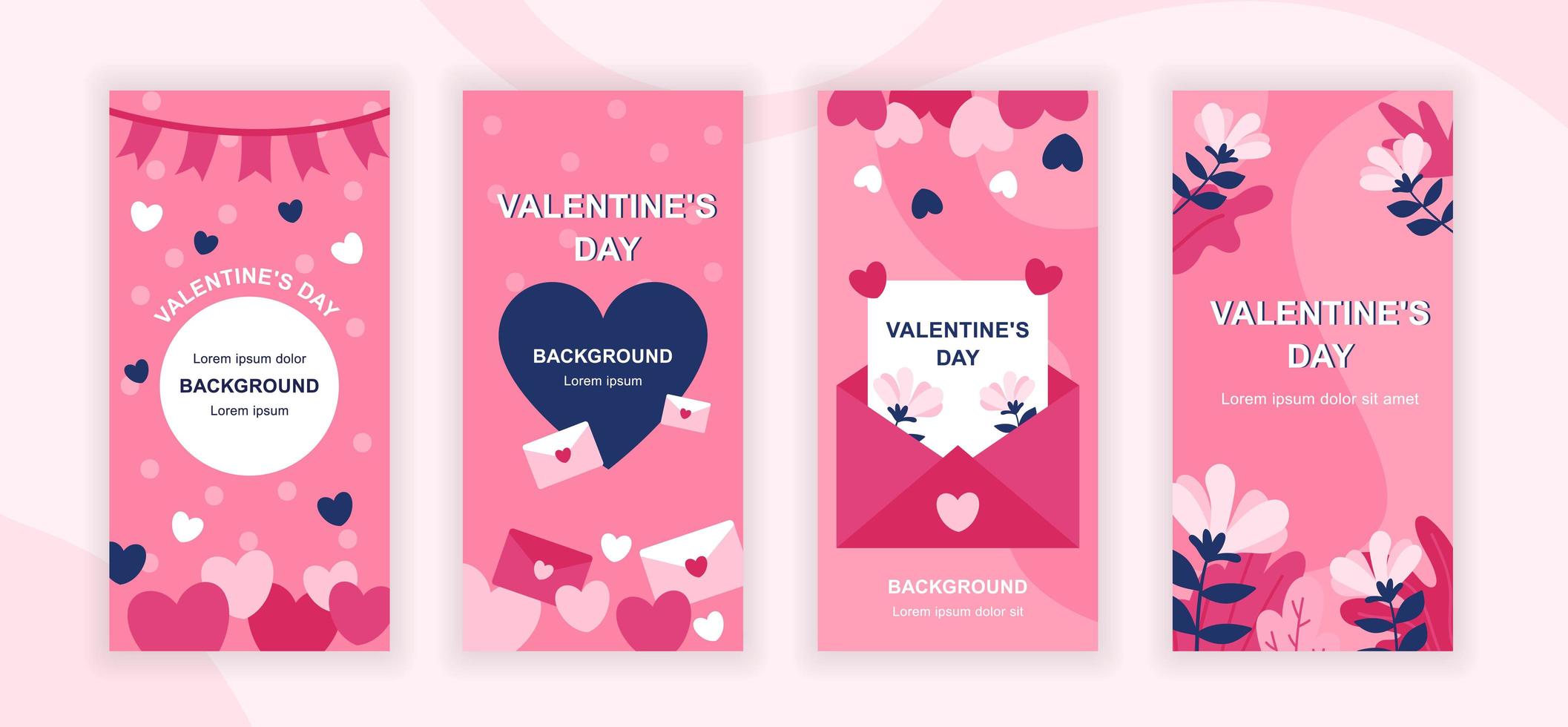 diseño de historias de redes sociales del día de san valentín vector