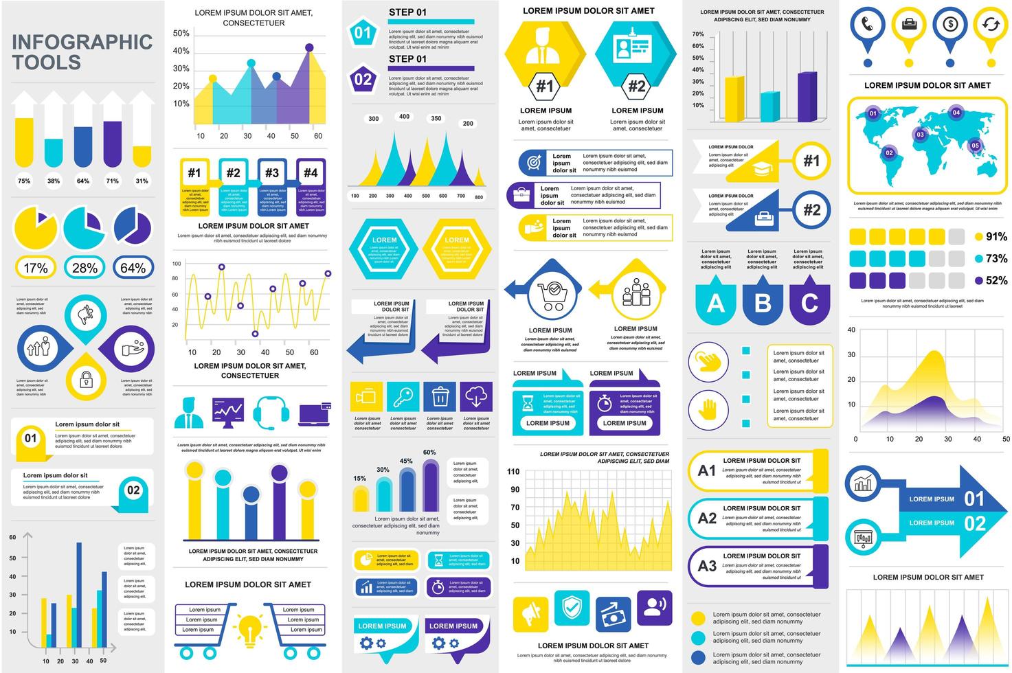 paquete de plantilla de elementos de infografía vector