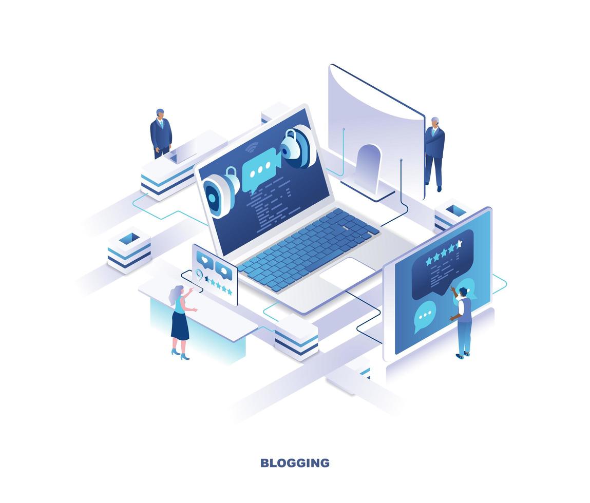 Blogging isometric design vector