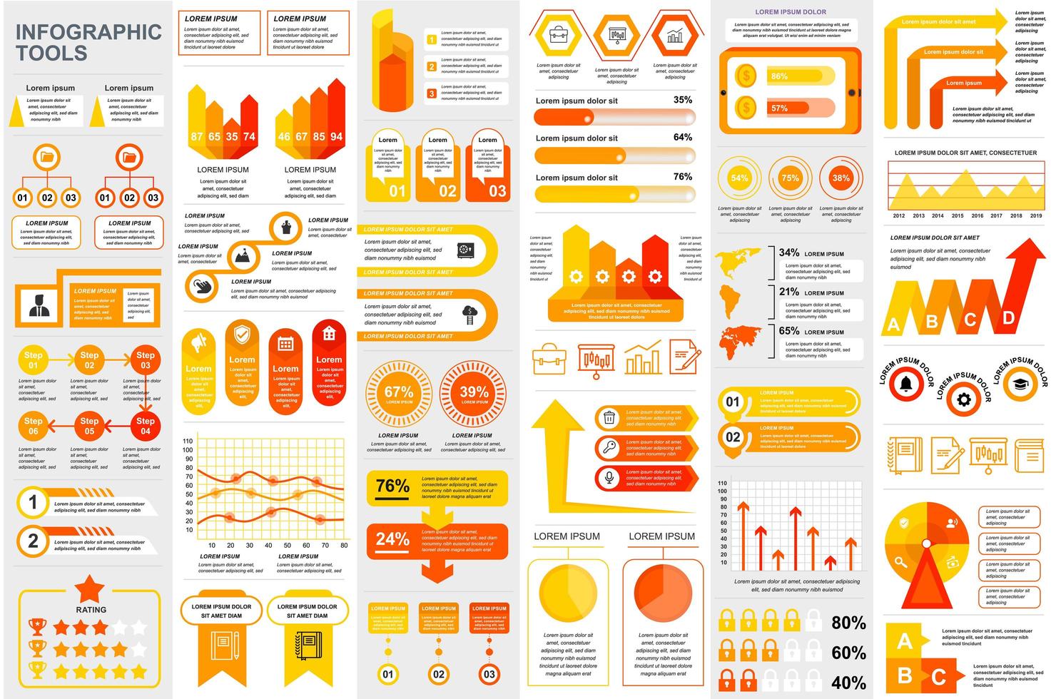 paquete de plantilla de elementos de infografía vector