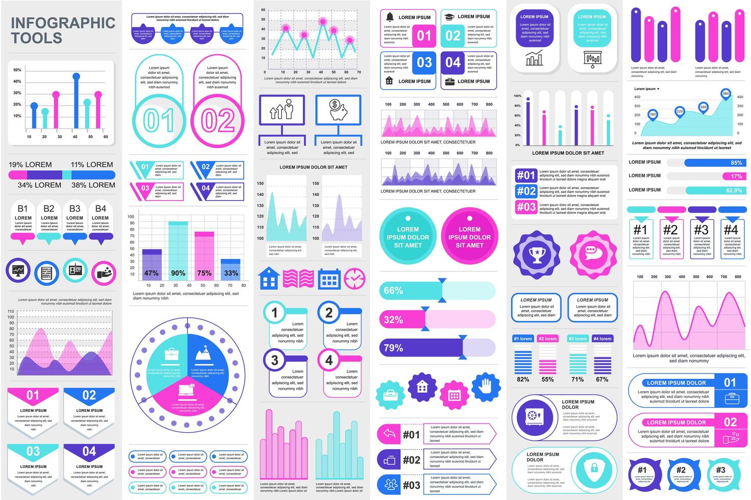 paquete de plantilla de elementos de infografía vector