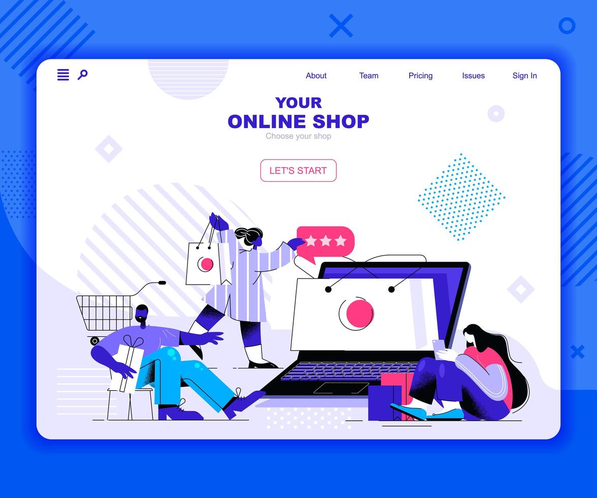 Online shopping landing page template vector