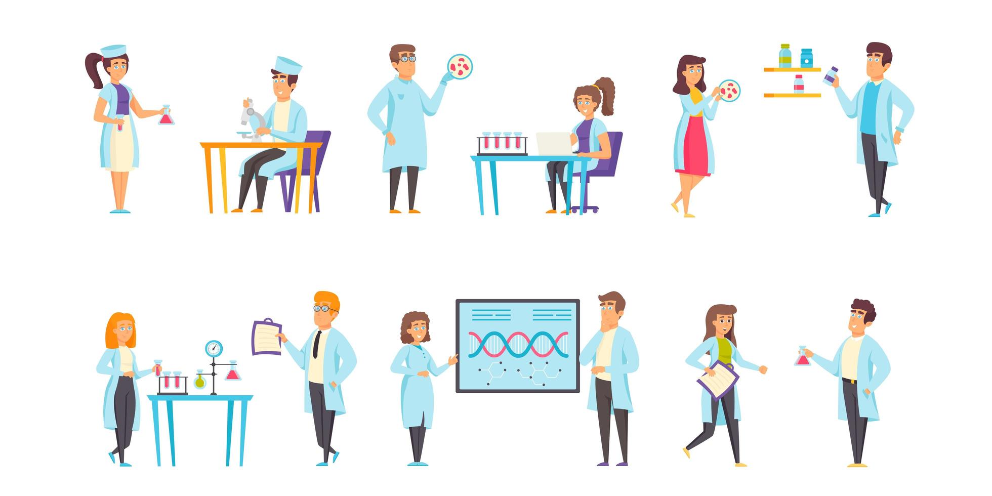 Medical laboratories flat set vector