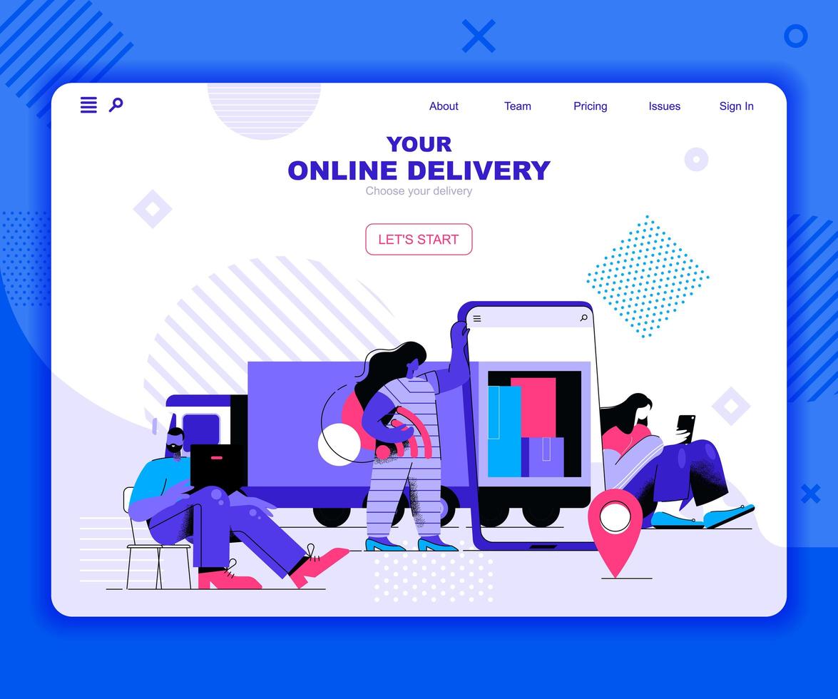 Online delivery landing page template vector