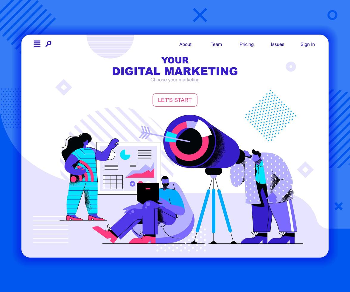 Digital marketing landing page template vector