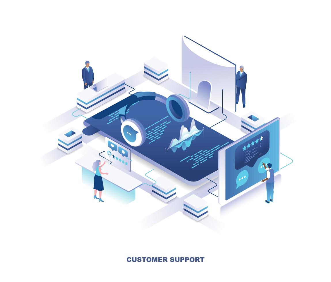 Customer or technical support service isometric design vector