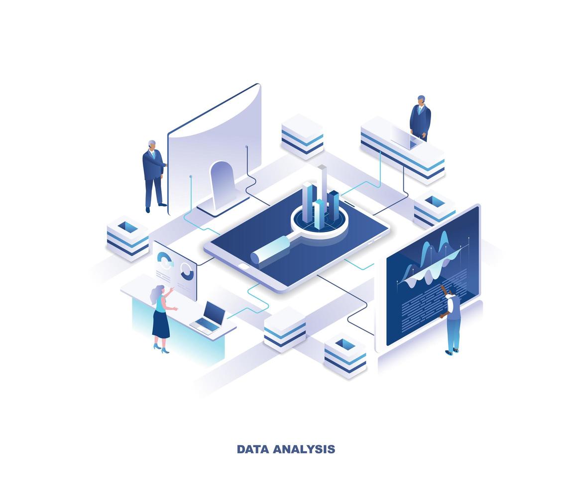 Data analysis or financial analytics isometric design vector