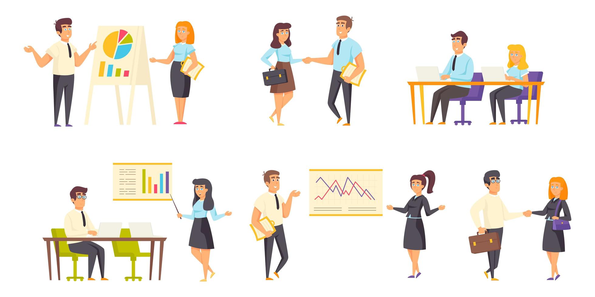 Business meeting flat set vector