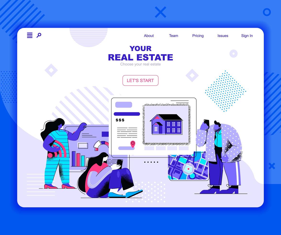 Real estate landing page template vector