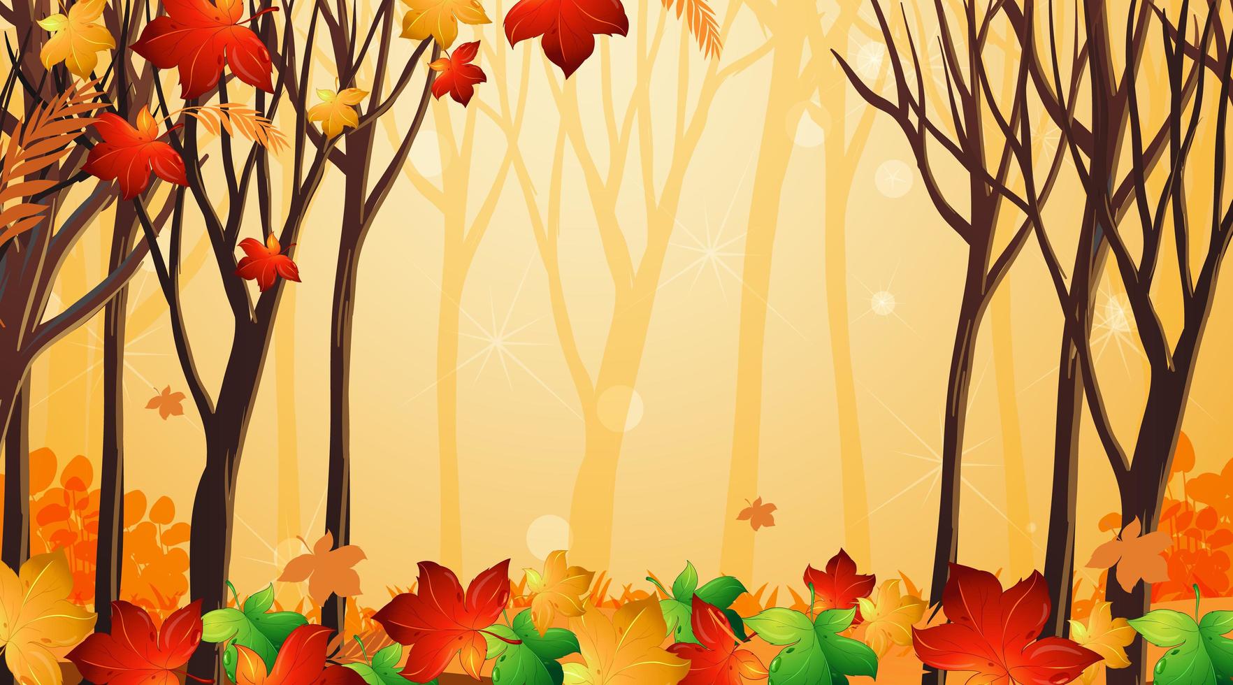 Template with leaves and trees scene vector