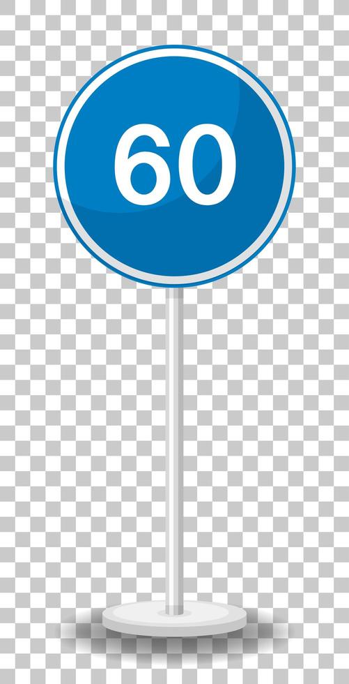 Blue minimum speed limit 60 road sign vector
