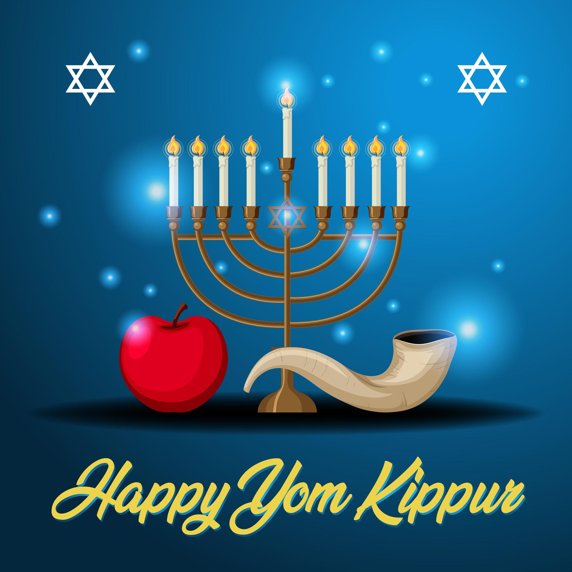 Yom Kippur text with shofar greeting card 1447213 Vector Art at Vecteezy