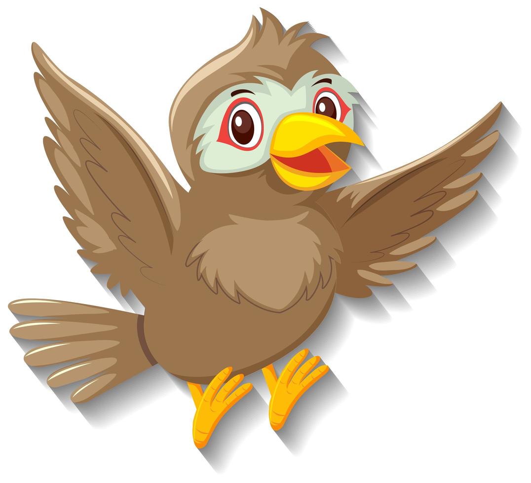 Cute sparrow bird cartoon character vector