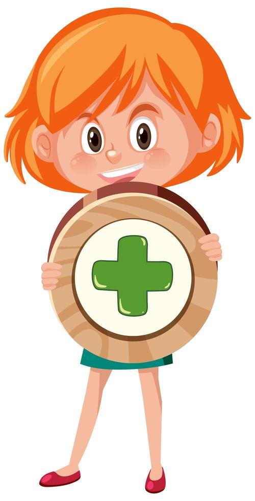 Student girl holding basic math symbol or sign vector