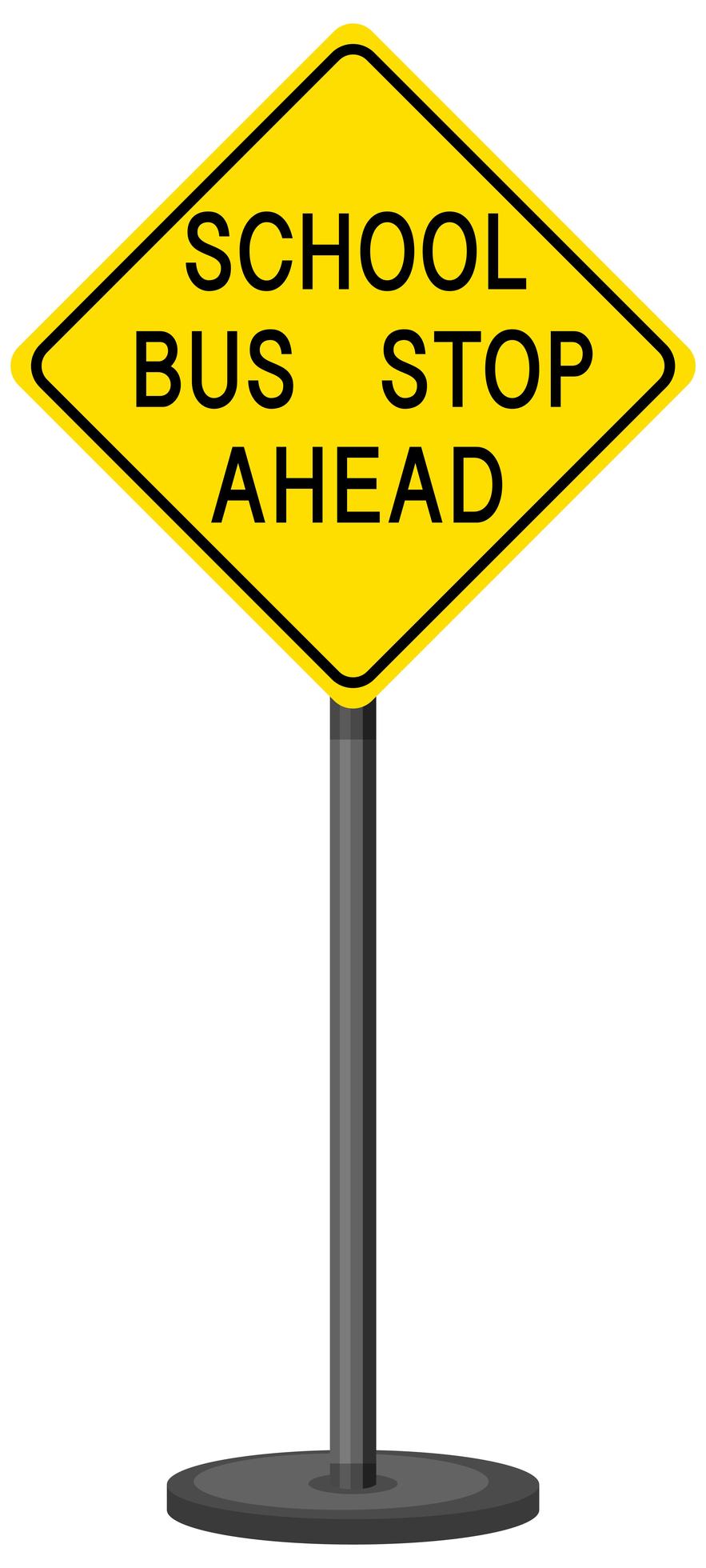School bus stop ahead yellow warning sign 1447245 Vector Art at Vecteezy
