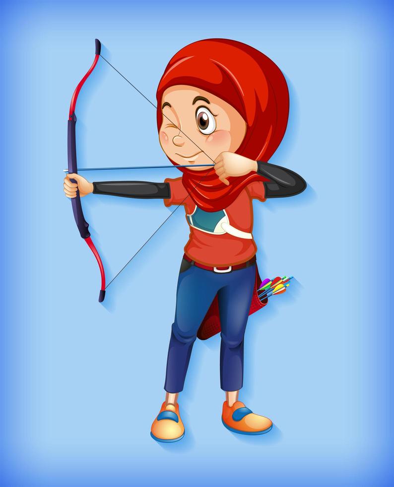 Female muslim archer character vector