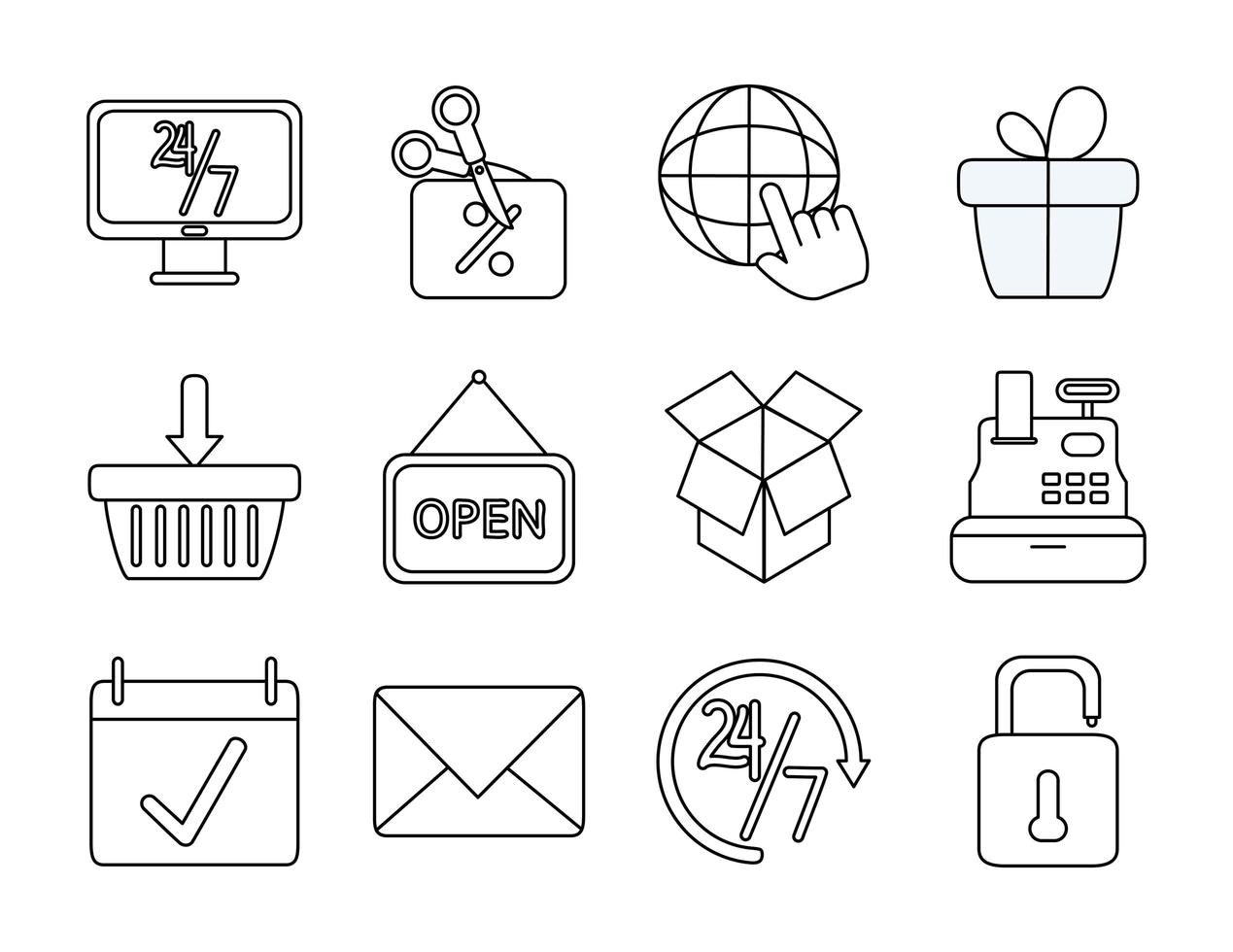 Marketing and e-commerce icon set vector