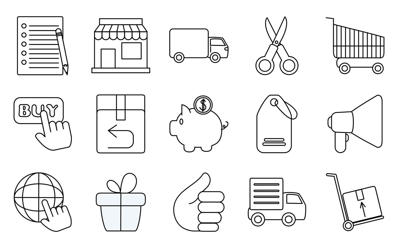 Marketing and e-commerce icon set vector