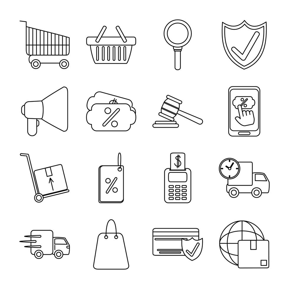 Marketing and e-commerce icon set vector