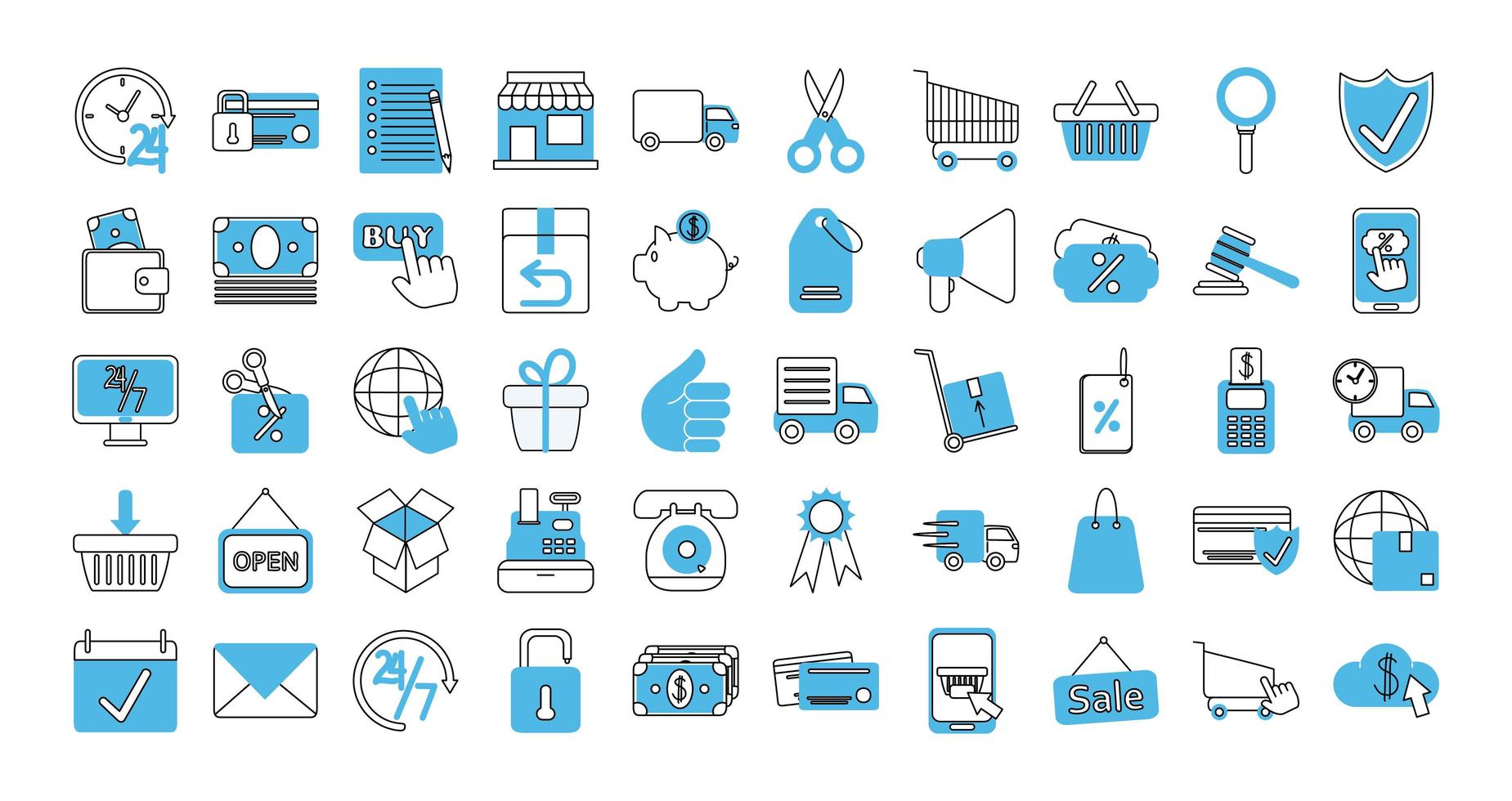 Marketing and e-commerce icon set vector