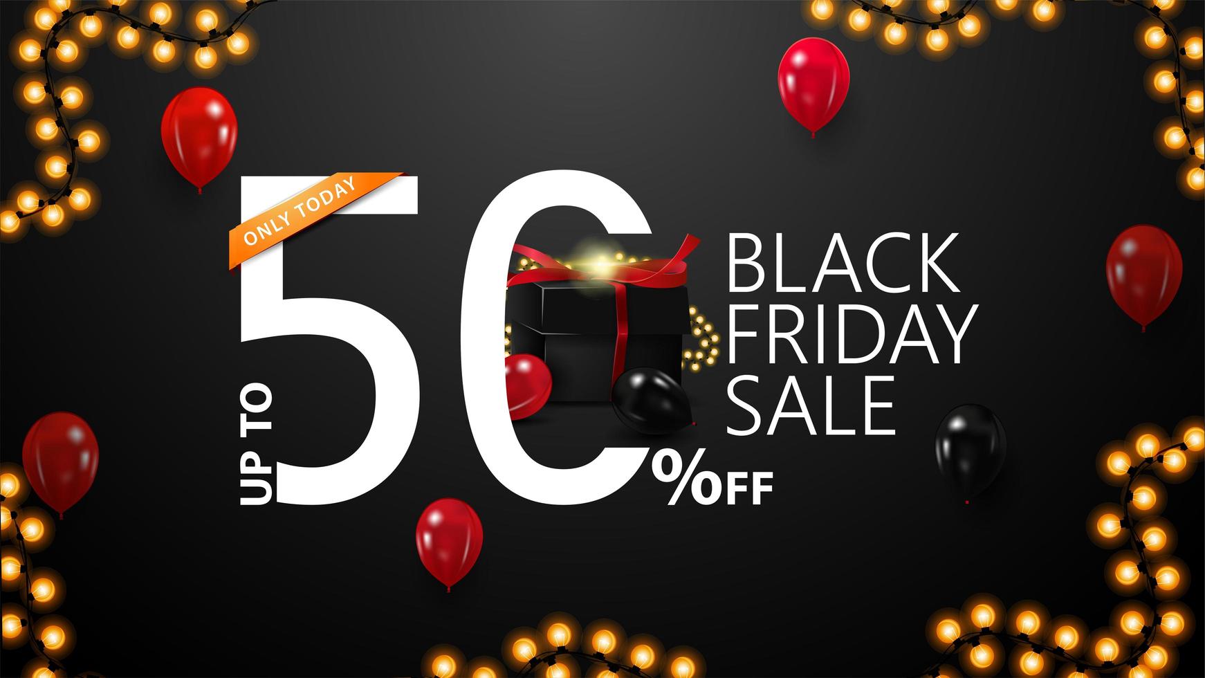 Black Friday Sale, up to 50 off banner vector