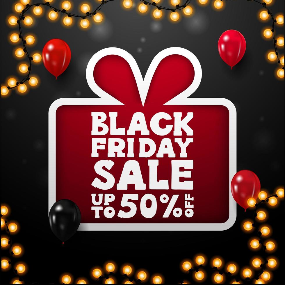 Black Friday Sale, up to 50 off gift poster vector