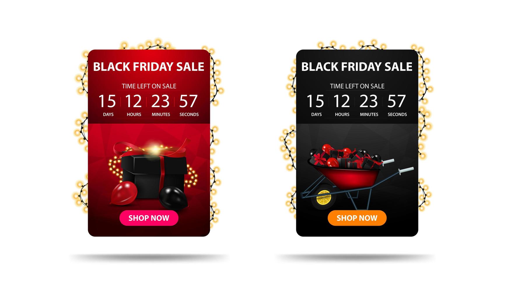 Black Friday Sale, discount banner with countdown timer vector