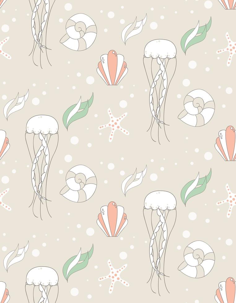 Seamless pattern with cute underwater scene vector