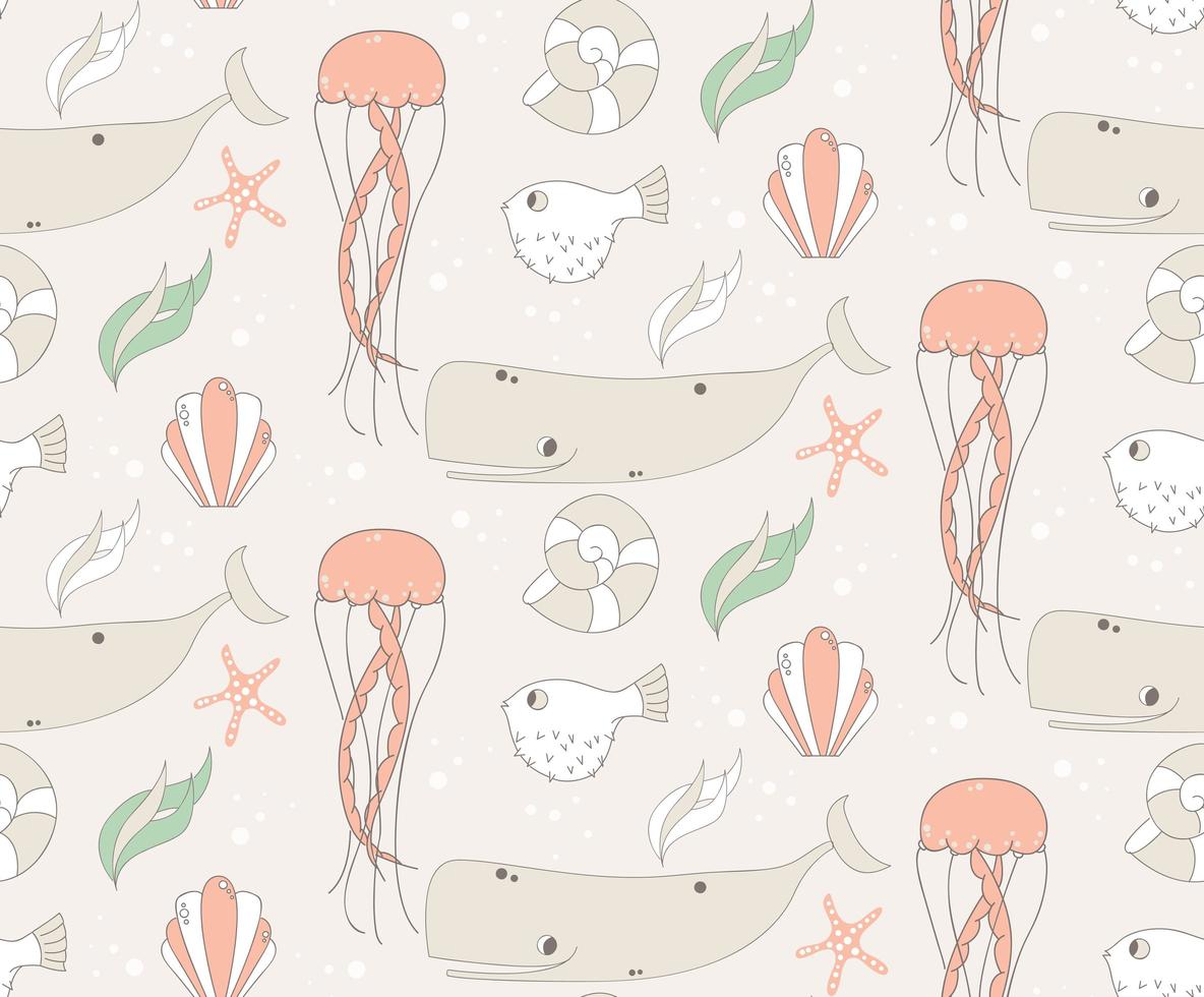 Seamless pattern with underwater scene vector