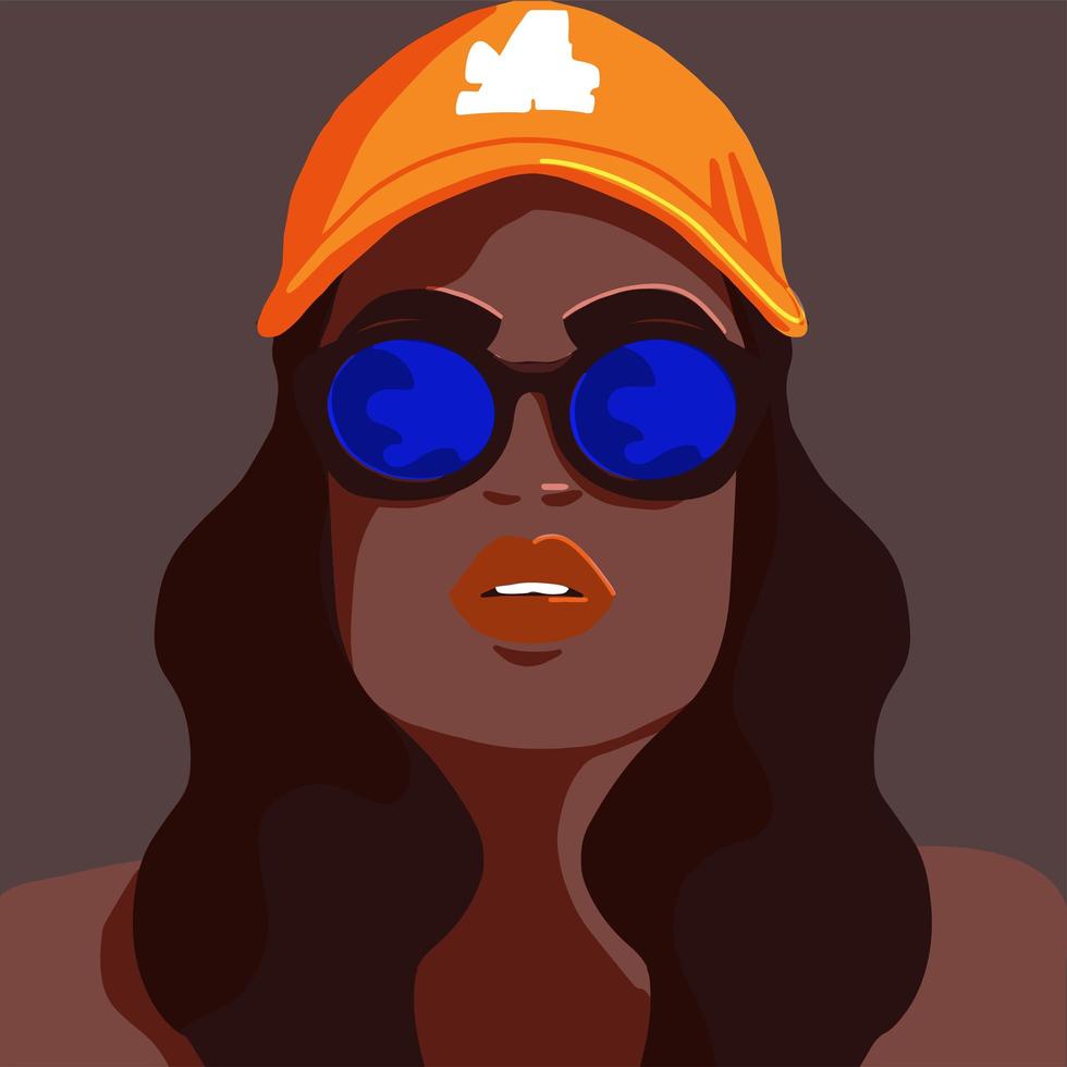 Retrato de moda de chica de moda con gafas de sol vector