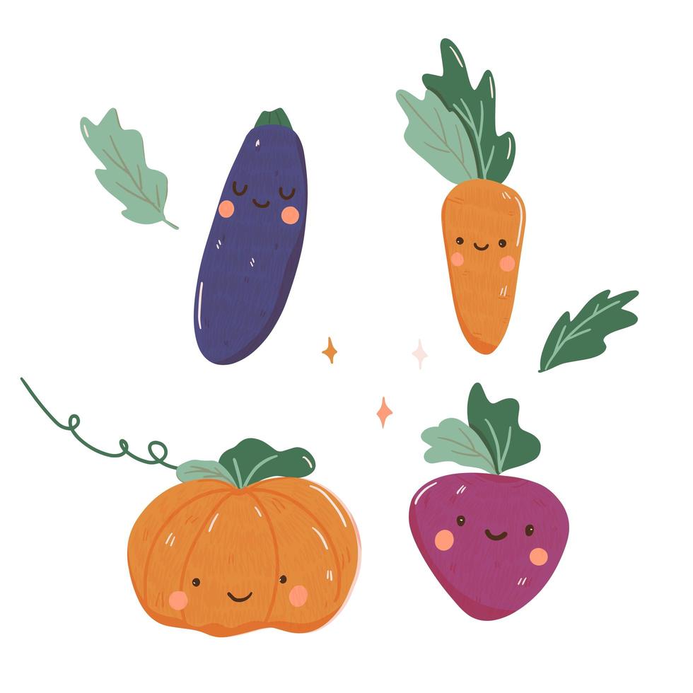 Hand drawn colored veggies vector